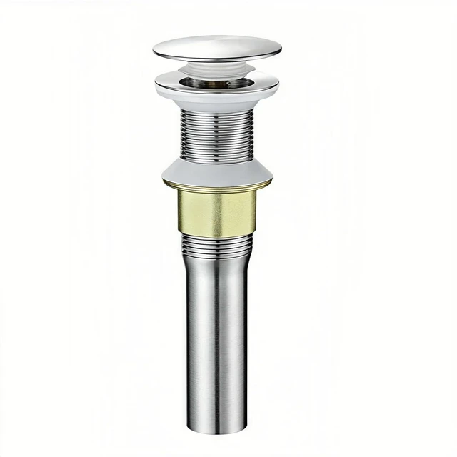 Main image of Pop-Up Sink Drain, Stainless Steel, Hair Catcher Filter, for No Overflow Basin, 7.09inch Length, Brushed Nickel (Nonporous)