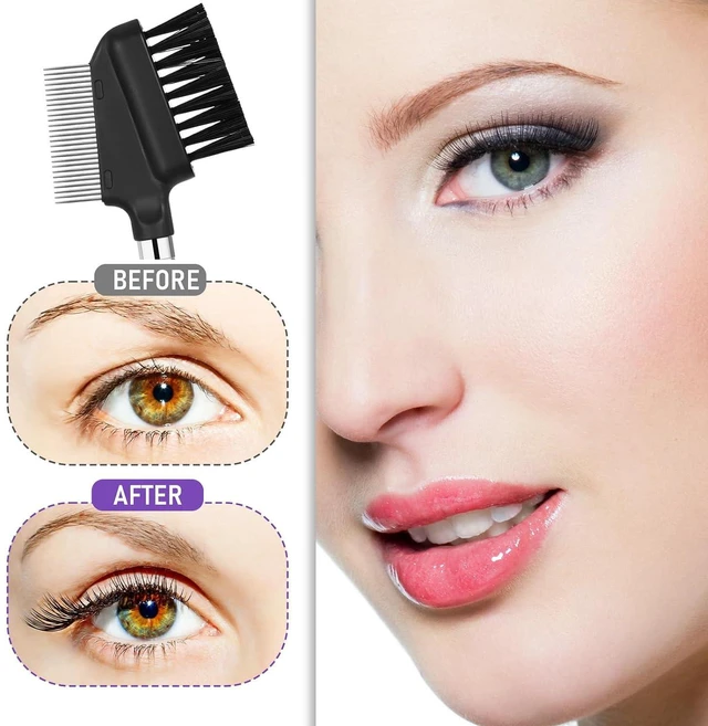 Alt view image 5 of 7 - Small Eyelash Comb 2 Pack, Metal Eyelash Separator Brush, Eyebrow Grooming Tool with Metal Teeth, Short Handle, for Women