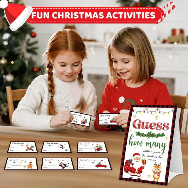Alt view image 2 of 7 - COCHIE Christmas Guess How Many Game with Guesses Cards for 60 Players, Family, Office, Large Groups, Party, Winter Classroom Activities