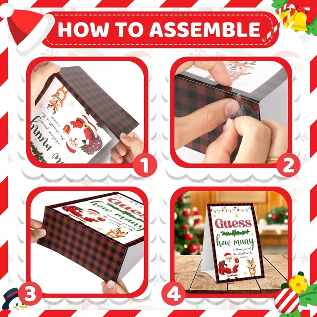 Alt view image 6 of 7 - COCHIE Christmas Guess How Many Game with Guesses Cards for 60 Players, Family, Office, Large Groups, Party, Winter Classroom Activities