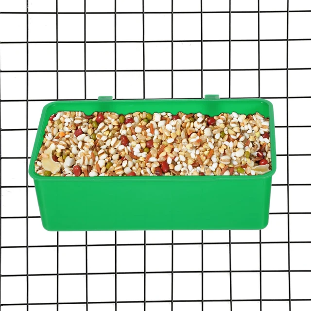 Alt view image 6 of 7 - 2 Pack Hanging Plastic Bird Cage Feeder, Food Water Bowls for Parakeet, Parrot, Finches, Lovebirds (Green)