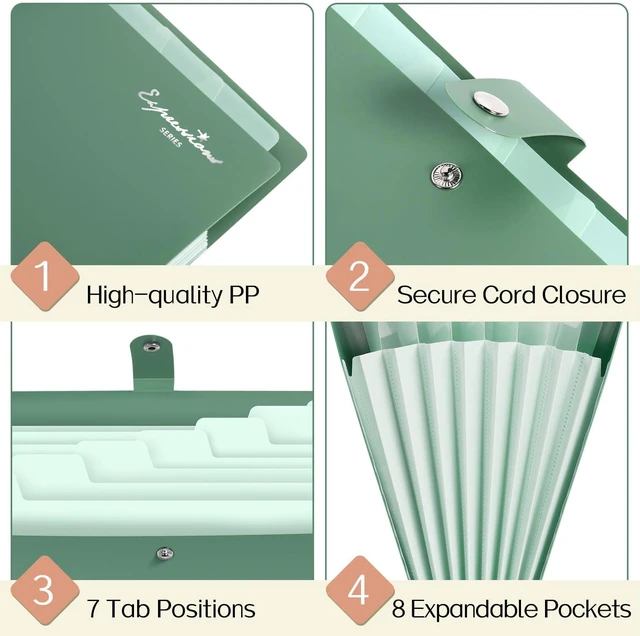 Alt view image 4 of 6 - Sooez Elegant Accordion File Organizer, 8-Pocket Expanding File Folder