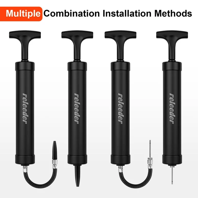 Alt view image 5 of 7 - 10Inch Portable Ball Pump Kit with 5 Needles, 1 Nozzle and Extension Hose for Soccer, Football, Volleyball, Water Polo, Rugby, Exercise Sports Ball