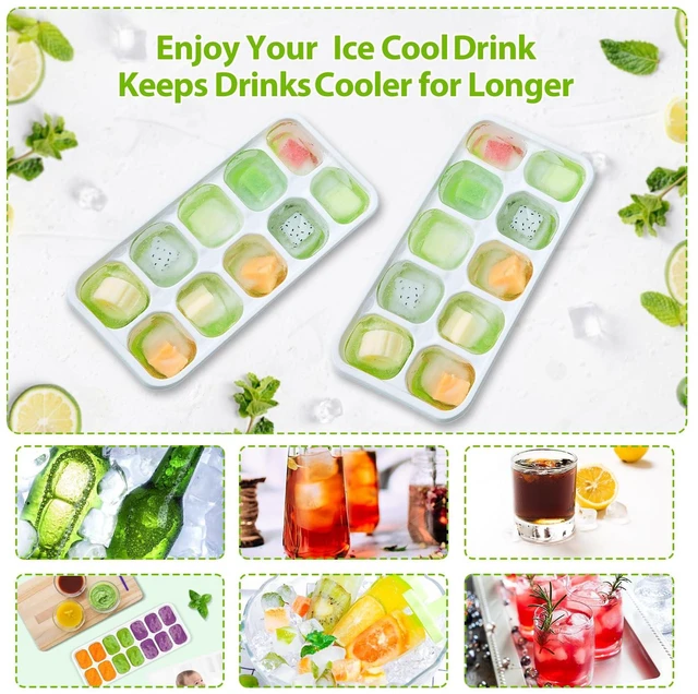 Alt view image 6 of 6 - DOQAUS 4-Pack Silicone Ice Cube Trays with Lids for Freezer