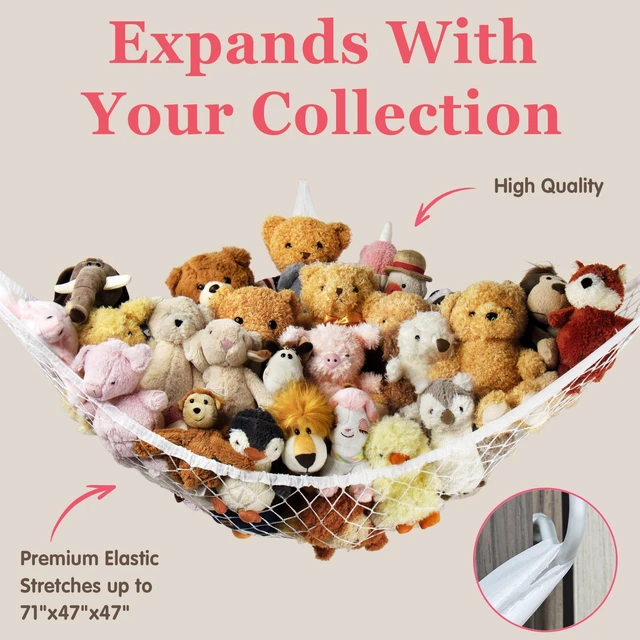 Alt view image 5 of 6 - Large Corner Stuffed Animal Storage Hammock Net for Plushies, Organizer Holder for Room Decor, Kids Baby Nursery Wall Bedroom Home Decor