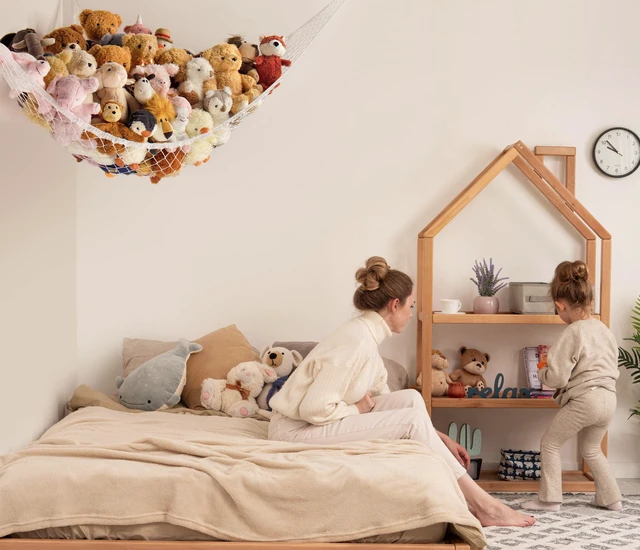 Alt view image 3 of 6 - Large Corner Stuffed Animal Storage Hammock Net for Plushies, Organizer Holder for Room Decor, Kids Baby Nursery Wall Bedroom Home Decor