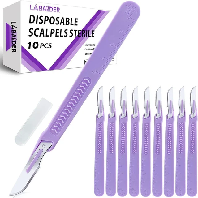 Main image of Scalpel Blades #10, Disposable Sterile Surgical Knife for Biology, Anatomy, Dermaplaning, Podiatry, Medical Student, Sculpting, Crafts