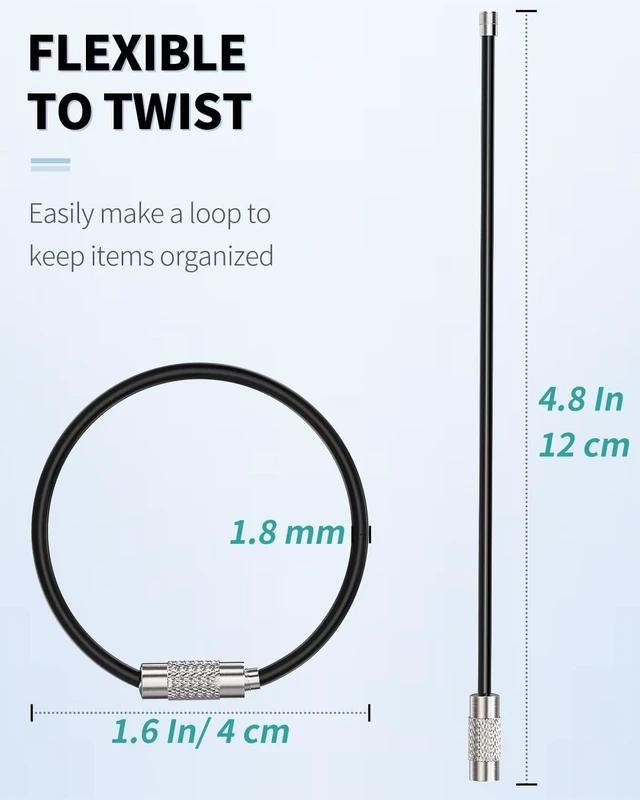 Alt view image 3 of 6 - Uniclife 4in Heavy Duty Stainless Steel Wire Keychain Cable Key Ring