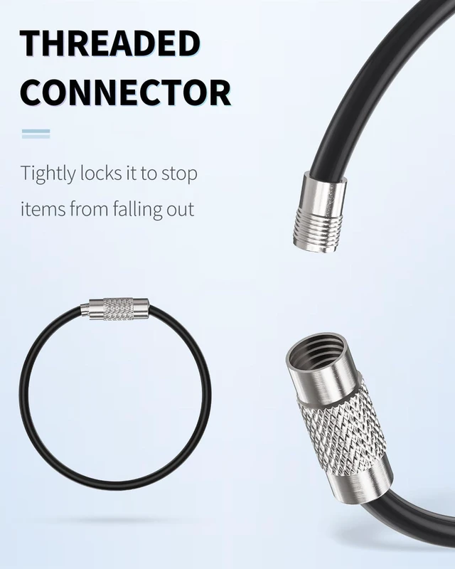 Alt view image 6 of 6 - Uniclife 4in Heavy Duty Stainless Steel Wire Keychain Cable Key Ring