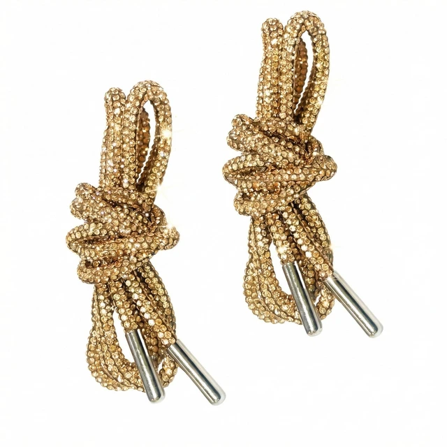 Main image of NIIIYTYB 1Pair Gold Rhinestone Glitter Sparkle Shoelaces for Sneakers Tall Boots Fashion Shoes