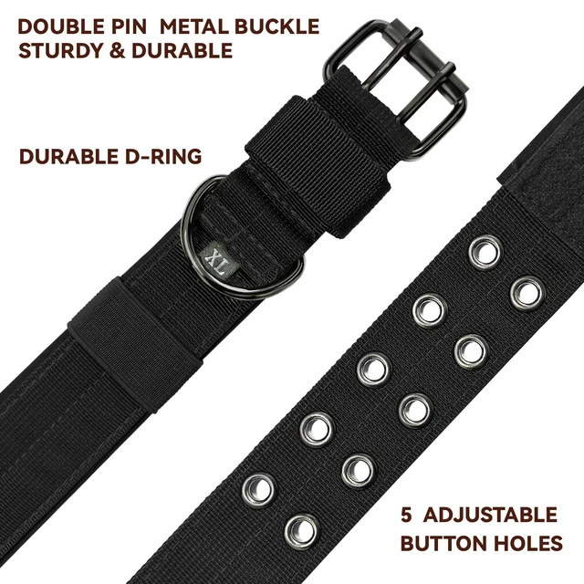 Alt view image 5 of 7 - Tactical Heavy Duty Adjustable Dog Collar for Large Dogs
