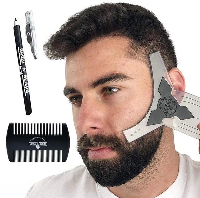 Main image of Beard Shaper & Barber Pencil, Beard Lineup Guide Template with Comb for Styling and Edging