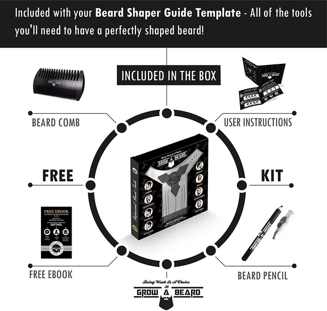Alt view image 2 of 6 - Beard Shaper & Barber Pencil, Beard Lineup Guide Template with Comb for Styling and Edging