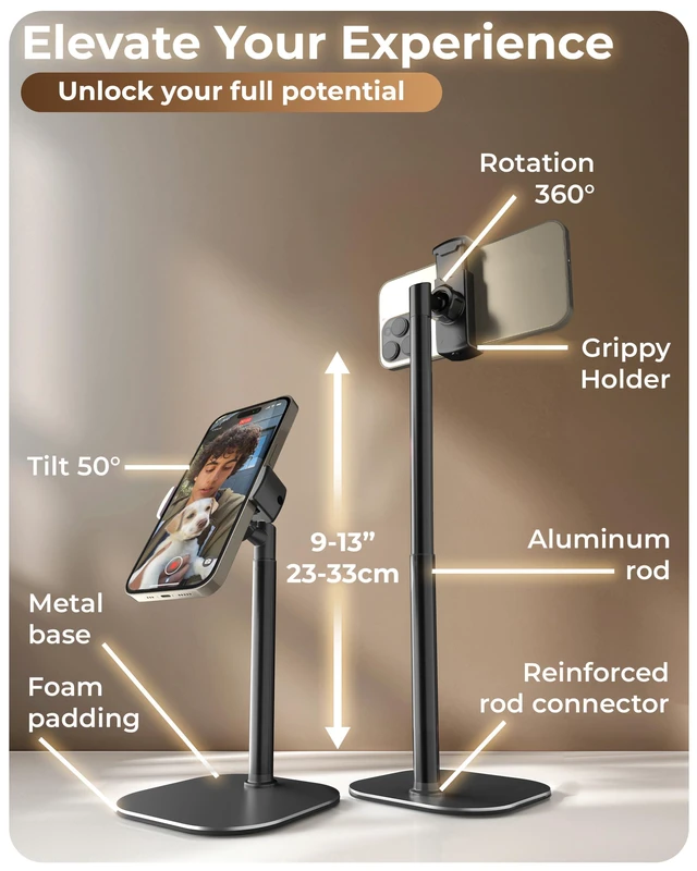Alt view image 6 of 6 - COOPER ChatStand Sturdy Cell Phone Holder for Desk, Recording