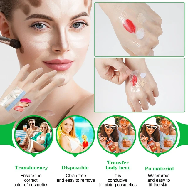 Alt view image 3 of 7 - Qianyu 100 Pieces Disposable Transparent Waterproof Makeup Mixing Palette with Adhesive Tape for Women and Girls