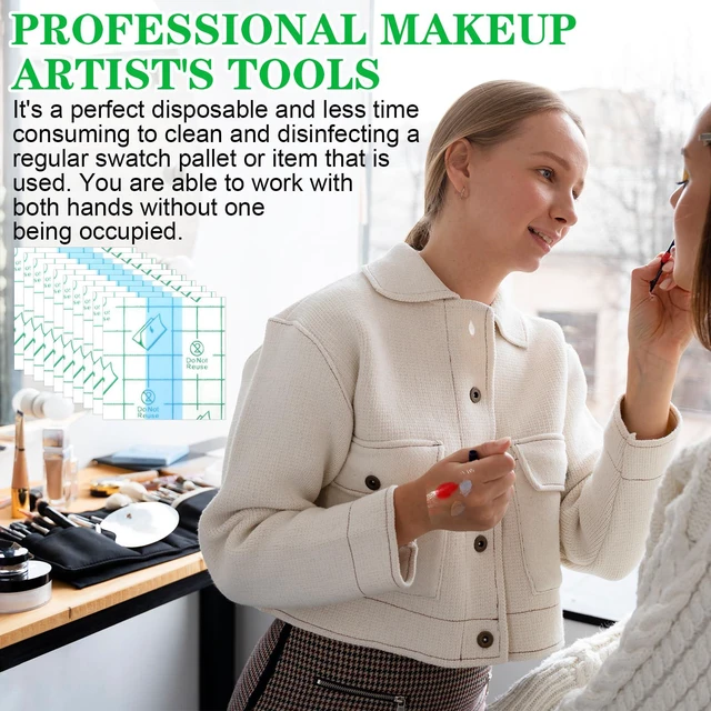 Alt view image 6 of 7 - Qianyu 100 Pieces Disposable Transparent Waterproof Makeup Mixing Palette with Adhesive Tape for Women and Girls