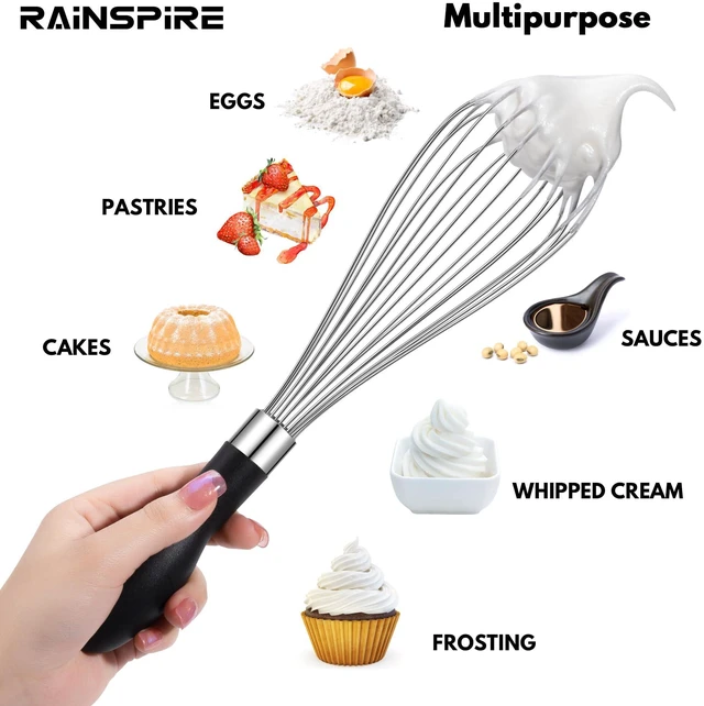 Alt view image 4 of 7 - Stainless Steel Whisk 12in Black Reinforced Anti-Break Handle