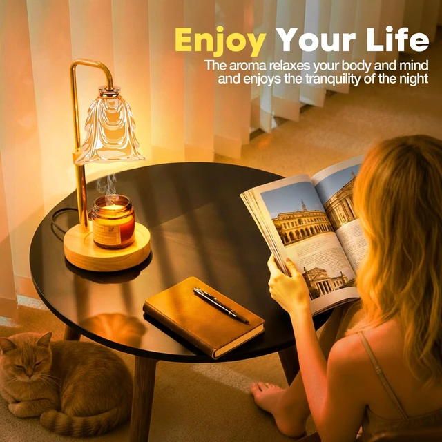 Alt view image 4 of 7 - Candle Warmer Lamp with Timer and Dimmer, 5 Brightness Settings, Anti-Glare, Adjustable Height, Home Decor, Gift for Birthday, Valentines