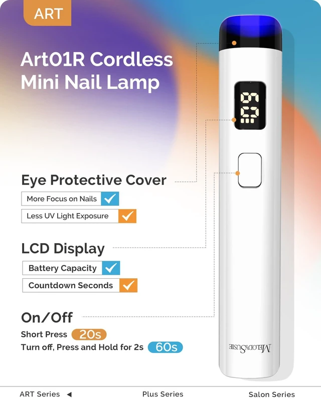 Alt view image 2 of 6 - MelodySusie P-ART01R Handheld Flash Cure Nail Lamp with Eye Protection Cover