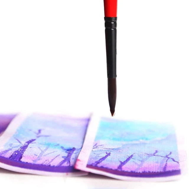 Alt view image 3 of 6 - Transon Round Paint Brush Set 9pcs Synthetic Sable Hair for Acrylic, Watercolor, Gouache, Ink, Craft, Detail Painting