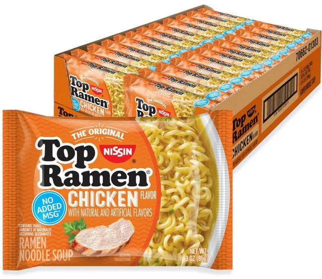 Main image of Nissin Top Ramen Noodle Soup, Chicken, 3 Ounce (Pack of 24)