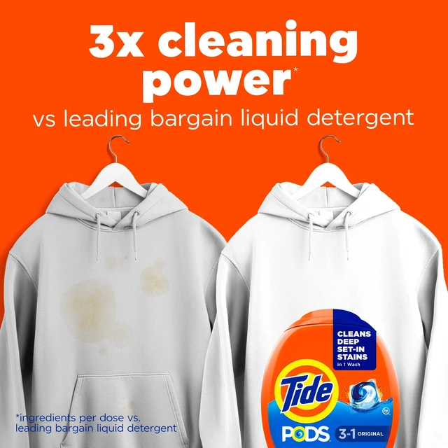 Alt view image 4 of 6 - Tide PODS Laundry Detergent Pacs, 3-in-1 Stain Remover Odor Fighter Color Protector, 42 Count, HE Compatible, Original Scent