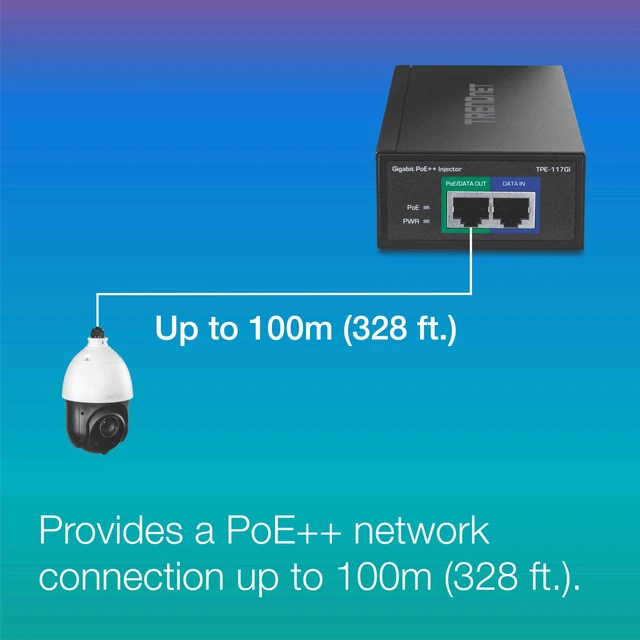Alt view image 7 of 7 - TRENDnet TPE-117GI Gigabit PoE++ Injector