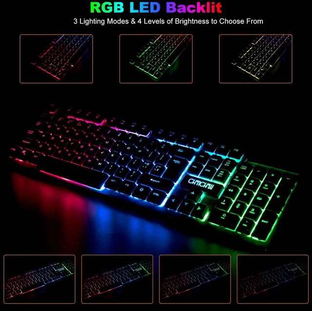 Alt view image 2 of 6 - Wireless Gaming Keyboard and Mouse RGB Backlit Rechargeable Gamer