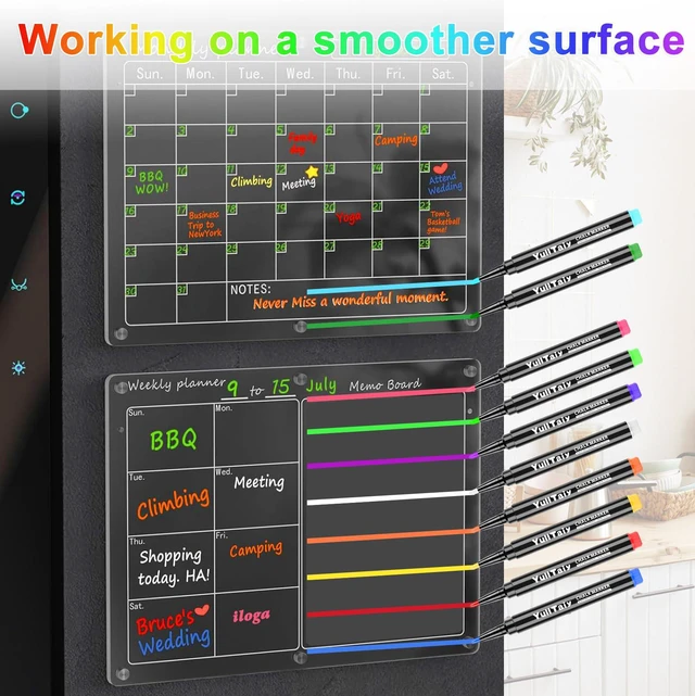 Alt view image 5 of 7 - Liquid Chalk Markers, 1mm Fine Points, 10 Colors, for Acrylic Calendar Planning Board, Dry Erase Board, Whiteboard, Glass, Mirror, Easy Wet Erase