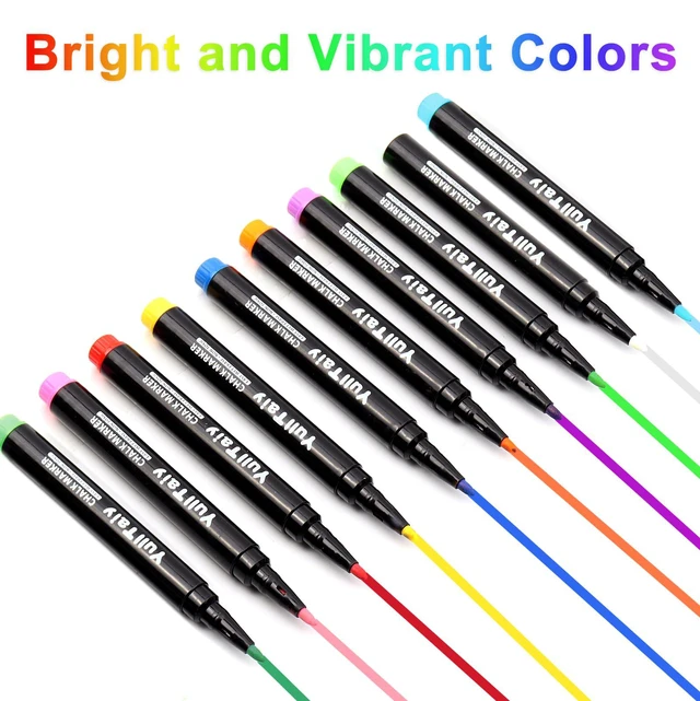 Alt view image 6 of 7 - Liquid Chalk Markers, 1mm Fine Points, 10 Colors, for Acrylic Calendar Planning Board, Dry Erase Board, Whiteboard, Glass, Mirror, Easy Wet Erase