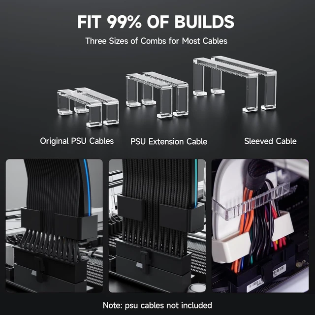 Alt view image 5 of 6 - Sirlyr Black ARGB Sleeves for GPU/ATX Cables, 8Pin/12VHPWR & 24Pin