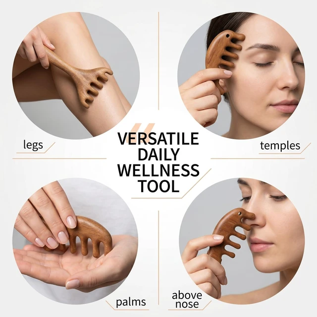 Alt view image 2 of 6 - 3 Pack Wooden Scalp Massager for Scalp, Eyes, Face, Neck, Shoulders, and Foot Massage, Hair Growth Scalp Massager, Ideal Gift for Father's Day and Mother's Day