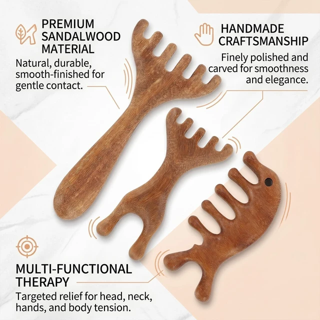 Alt view image 4 of 6 - 3 Pack Wooden Scalp Massager for Scalp, Eyes, Face, Neck, Shoulders, and Foot Massage, Hair Growth Scalp Massager, Ideal Gift for Father's Day and Mother's Day