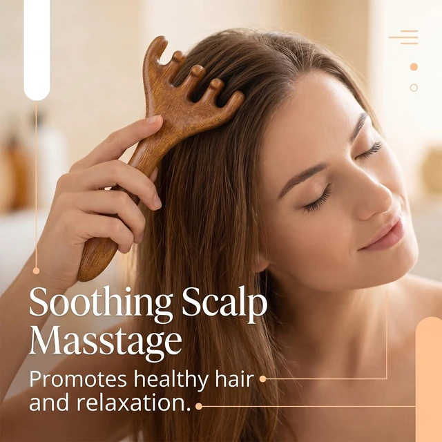 Alt view image 3 of 6 - 3 Pack Wooden Scalp Massager for Scalp, Eyes, Face, Neck, Shoulders, and Foot Massage, Hair Growth Scalp Massager, Ideal Gift for Father's Day and Mother's Day