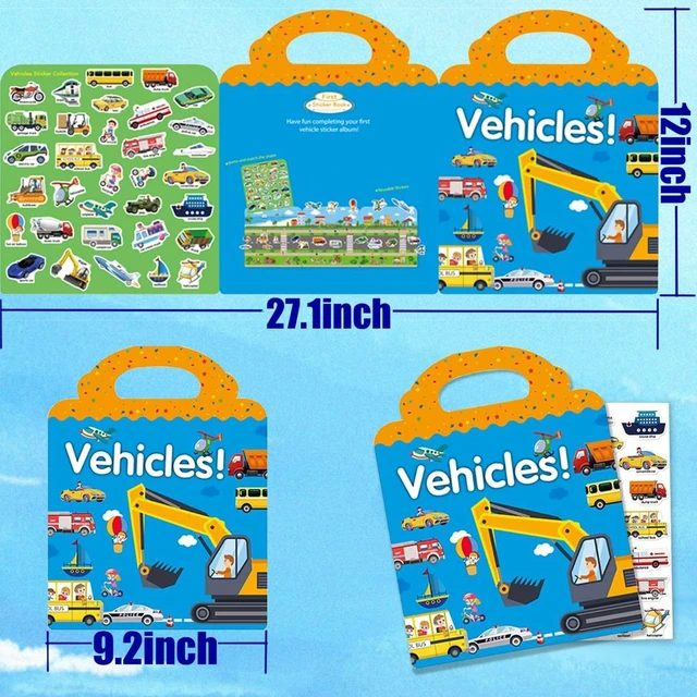 Alt view image 2 of 7 - Reusable Sticker Book for Kids - Vehicles Truck Stickers Educational Learning Activity Book for Toddler Girls and Boys Age 3+ Birthday Gifts
