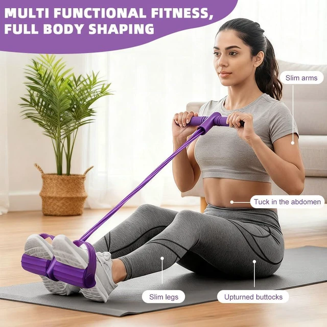 Alt view image 2 of 7 - 6 Tube Pedal Ankle Puller with Handle & Tensile Rope Fitness Resistance Bands for Home Gym Exercise Sit up Women and Men