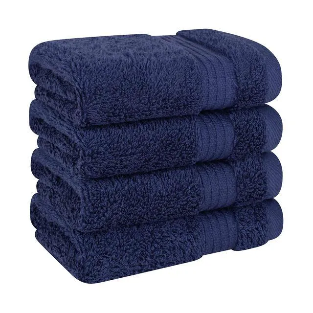 Alt view image 5 of 6 - Cotton Paradise 100% Cotton Turkish Towel Set, 4 Piece Washcloth Set, Navy Blue, Soft Absorbent Quick Dry