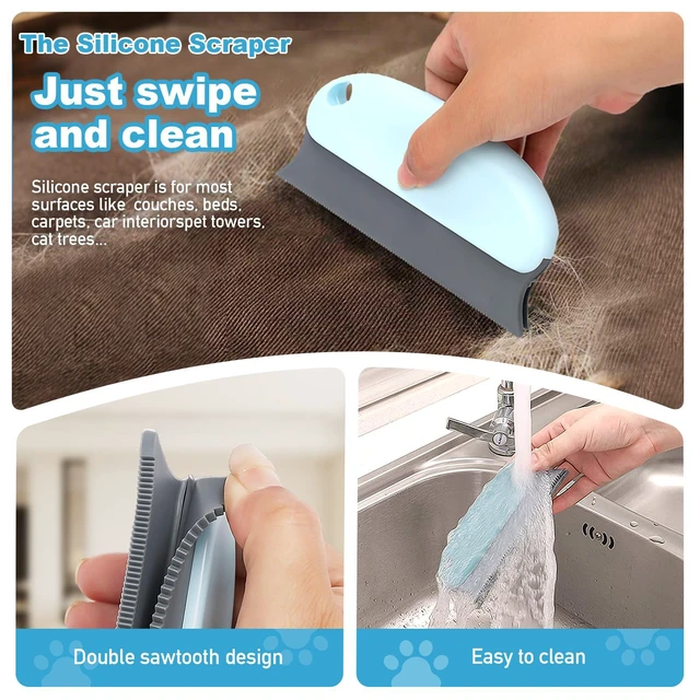 Alt view image 6 of 6 - 6 Pcs Reusable Dog Cat Hair Remover with Laundry Pet Hair Catcher - Portable Carpet Rake Scraper for Rugs Car Mats Couch Furniture