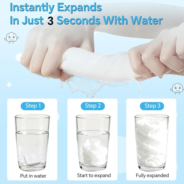 Alt view image 6 of 6 - Cottonessence Premium Compressed Towels, 9.4" x 11.8", 30 Count (Pack of 1), Individually Wrapped Cotton Wipes Tablets for Travel, Camping, Hiking, Outdoor, Beauty Salon