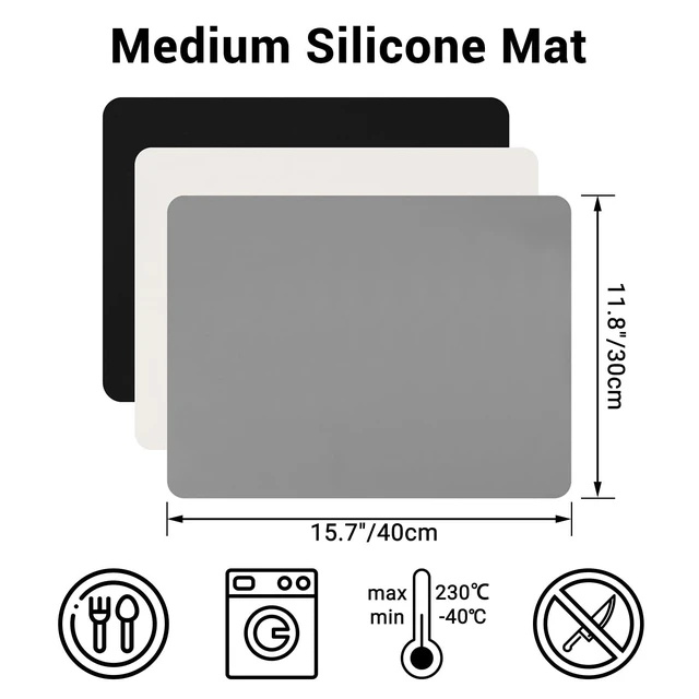 Alt view image 3 of 6 - Gartful 3-Pack Silicone Sheet 15.7x11.8inch, Nonstick Nonskid Heat-Resistant, Crafts Resin Jewelry Casting Mold Mat, Food Grade Placemat, Multipurpose Table Protector, Bl