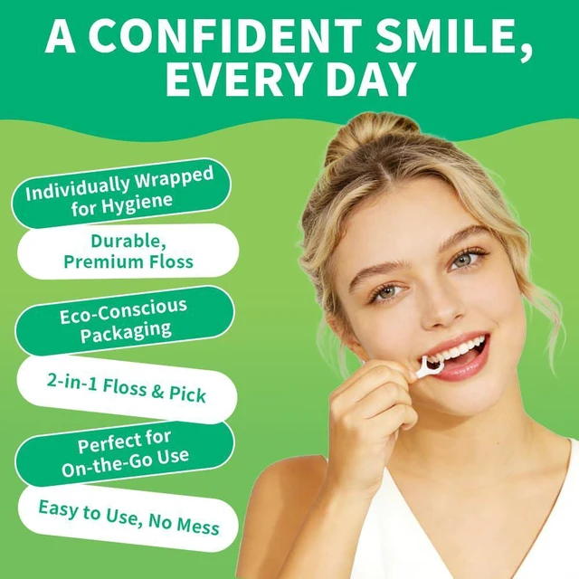 Alt view image 4 of 6 - 150 Count Dental Flossers Individually Wrapped Floss Singles Bag Travel Hotel Restaurant Office Car Flat Wire Floss Picks Oral Care Teeth Clean