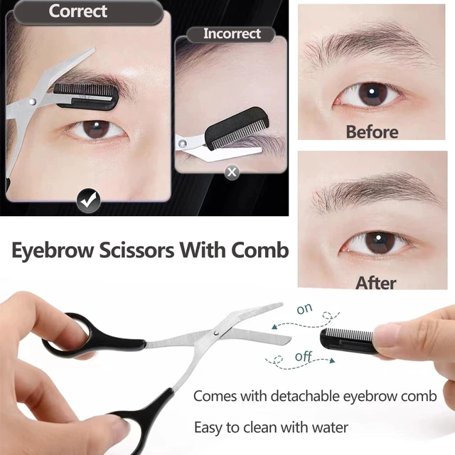 Alt view image 4 of 7 - KAJUDA 3PCS Black Eyebrow Scissors with Comb, Facial Hair Grooming Scissors for Men and Women - Eyebrow Trimmer for Nose Hair, Mustache, Beard, Eyelash