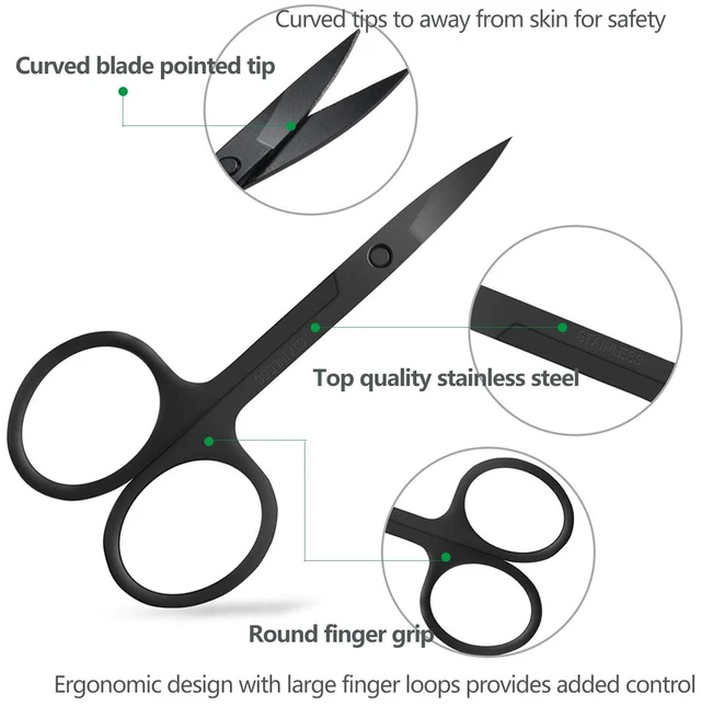 Alt view image 5 of 7 - KAJUDA 3PCS Black Eyebrow Scissors with Comb, Facial Hair Grooming Scissors for Men and Women - Eyebrow Trimmer for Nose Hair, Mustache, Beard, Eyelash