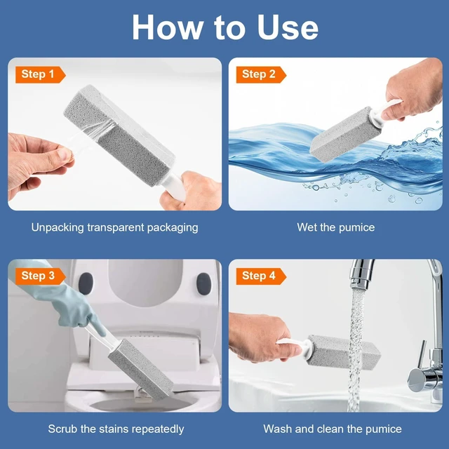 Alt view image 2 of 6 - MEQHUO Toilet Pumice Stone with Handle, 5 Pack - Hard Water Ring Remover for Toilet, Bathtub, Stove, Grill, Swimming Pool, Sink