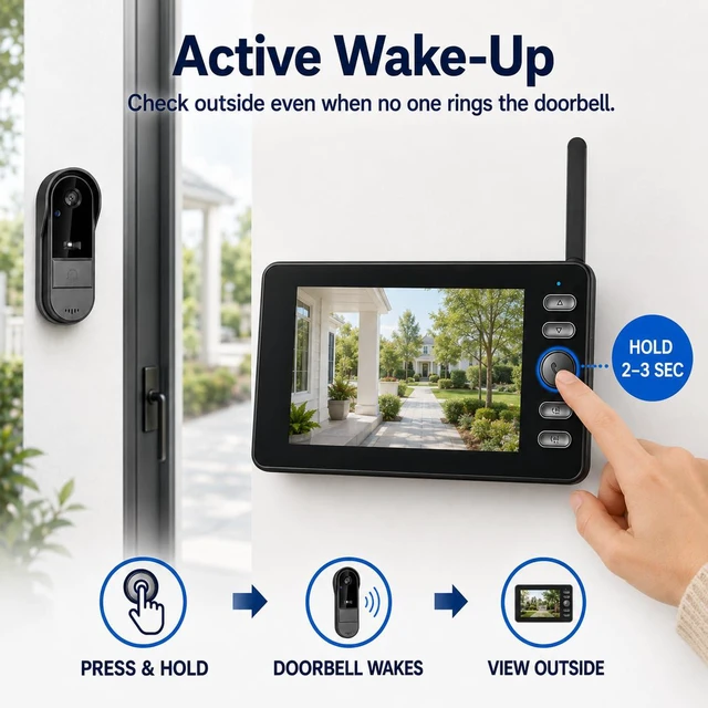 Alt view image 5 of 6 - TKMARS Wireless Doorbell Camera 1080P with Monitor, No Subscription, No App/WiFi Needed, 2-Way Talk, Waterproof, Recording & Night Vision