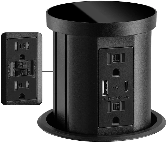 Main image of SURAIELEC 4.3" GFCI Pop Up Countertop Outlet with 2 USB Ports, ETL Listed
