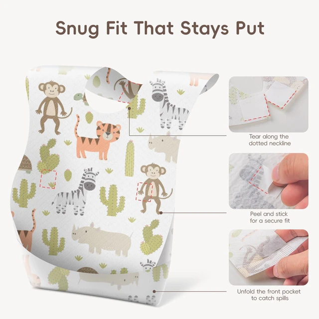Alt view image 5 of 6 - KIIS Disposable Paper Baby Bibs for Travel & Daycare - for Infant, Toddlers & Kids
