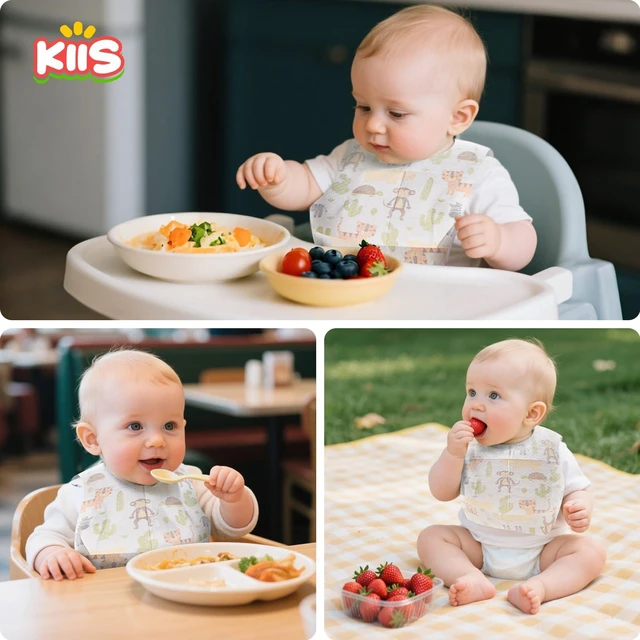 Alt view image 2 of 6 - KIIS Disposable Paper Baby Bibs for Travel & Daycare - for Infant, Toddlers & Kids