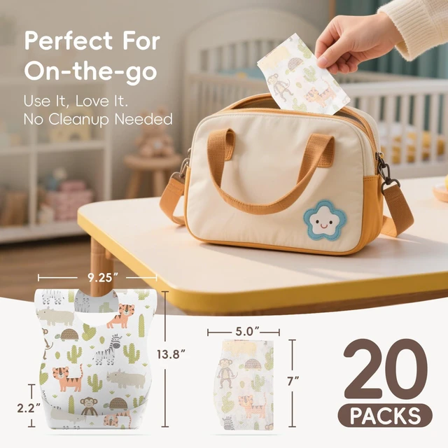 Alt view image 3 of 6 - KIIS Disposable Paper Baby Bibs for Travel & Daycare - for Infant, Toddlers & Kids