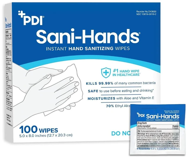 Main image of Sani-Hands Hand Sanitizer Wipes, 100 Packets per Box